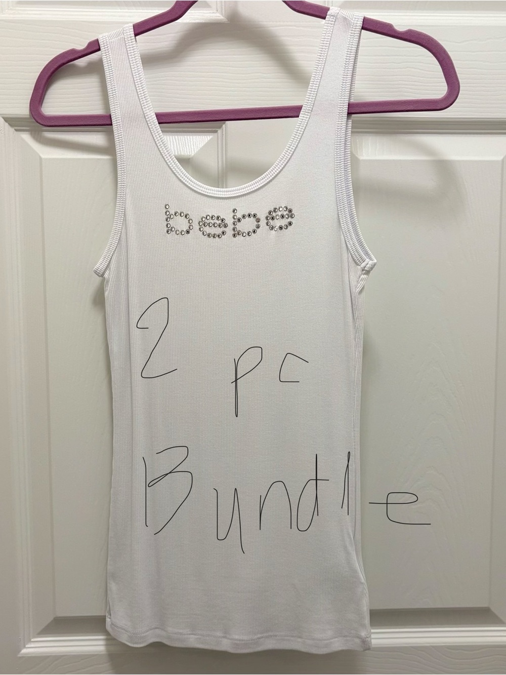 Bundle of 2 Bebe Ribbed Scoop Neck Tanks M